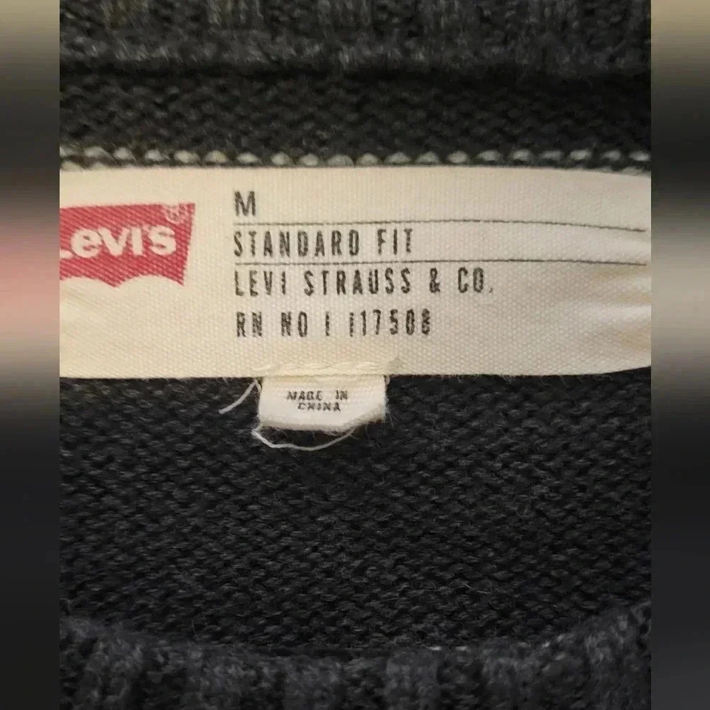 Levi's Standard fit striped sweater, crew neck, Gray, men's size medium - Picture 9 of 9